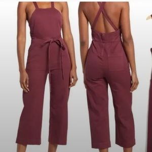 Marine Layer Tess Jumpsuit Wide Leg Cabernet Maroon Purple Size 2